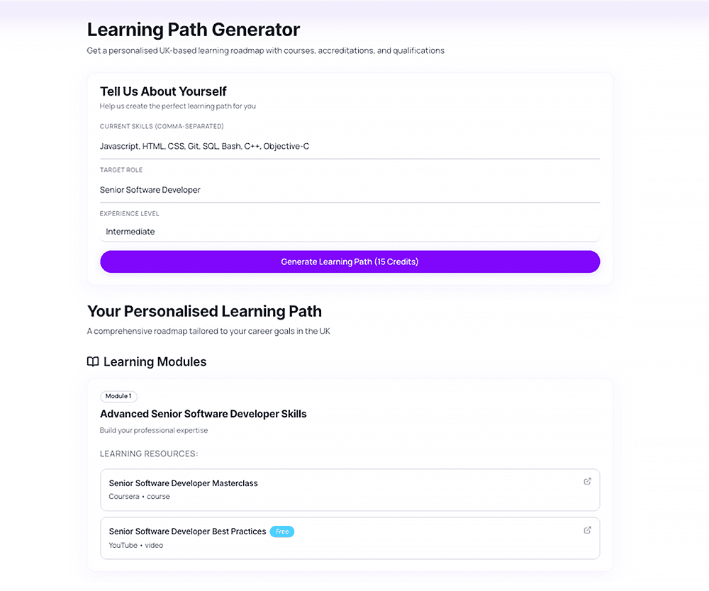 CareerLeap Learning Path Preview